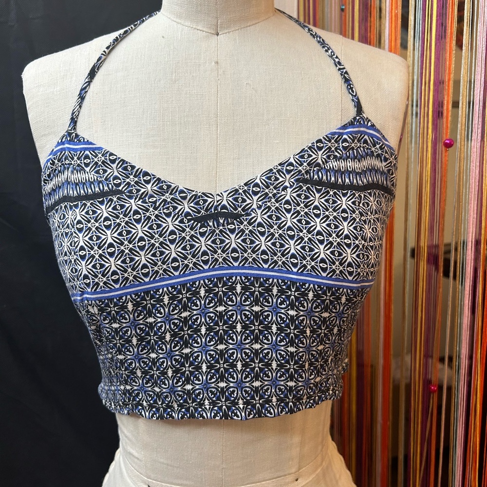 Blue Patterned Halter Top